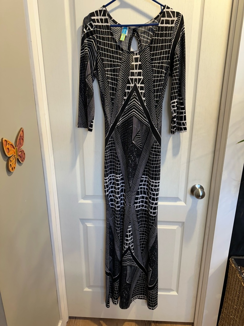 Black & White Geometric Maxi Dress - Women's Dress
